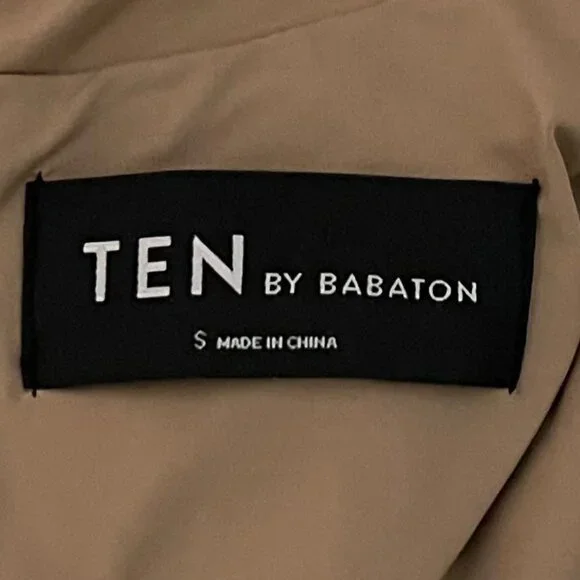 TEN by Babaton Small Tan Long Sleeve Mock Neck Ruch Detail Bodycon Dress - Picture 4 of 6